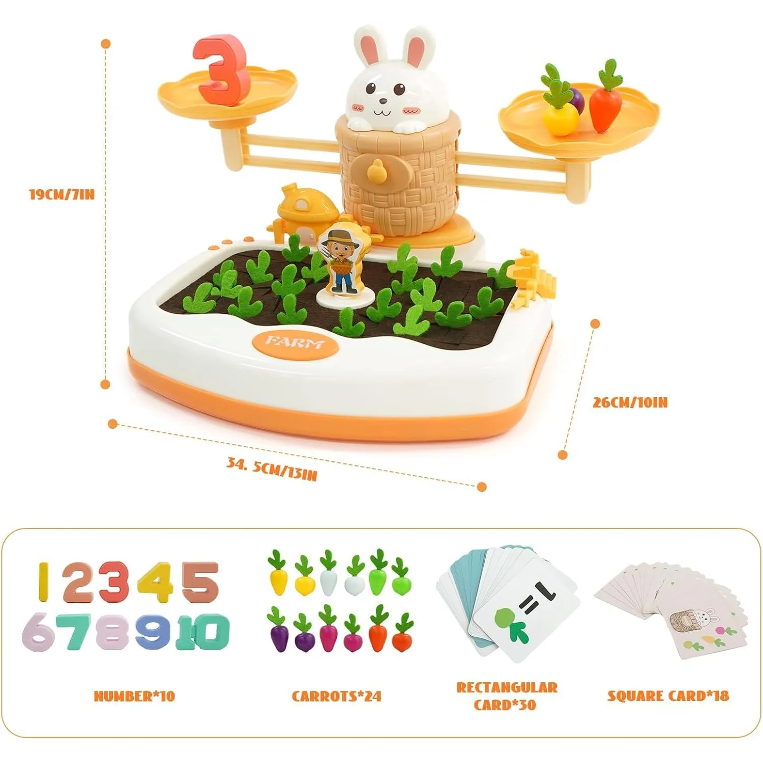 Bunny Balance Math Toy Balance Counting Toys STEM Math Toy Montessori Carrots Harvest Educational Toys Halloween Gift
