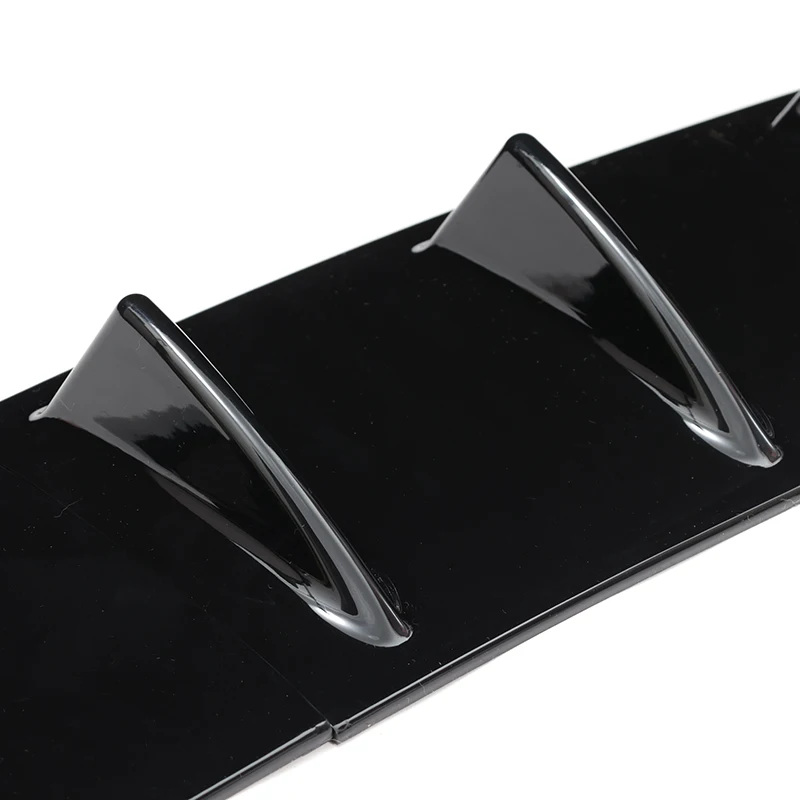 3pcs Universal Rear Bumper Spoiler Diffuser Gloss Black 7 Wing Shark Fin Style Lower Body Lip