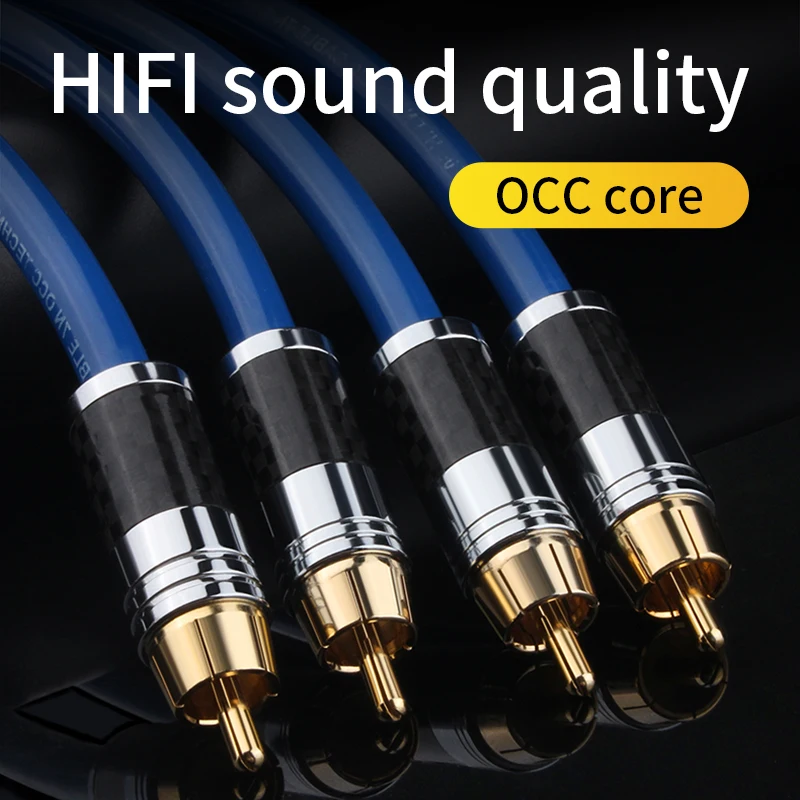 High Quality Pair RCA Cable Hifi Audio Interconnect Cable With Gold