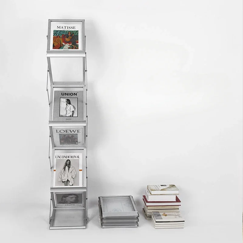 Floor Magazine Rack, Transparent Acrylic Newspaper Document Display Rack, Foldable, with Non-Slip Mats, for Hotel/Trade Show