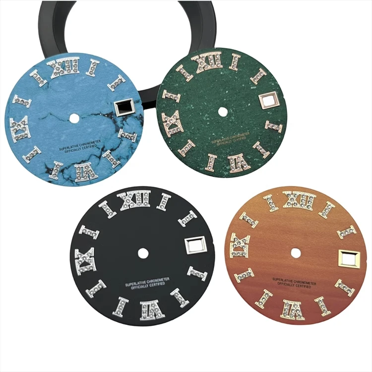 

NH35 stone crystal text marker index dial fit for NH35A 4R35 NH34 NH36 movement mod kits 28.5mm seikomod S logo without logo