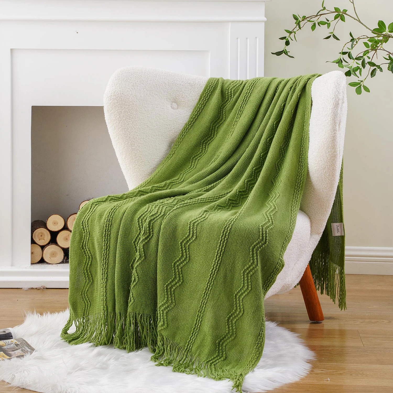 Caramel Knit Throw Blanket - Lightweight Plaid Blanket for Couch and Bed