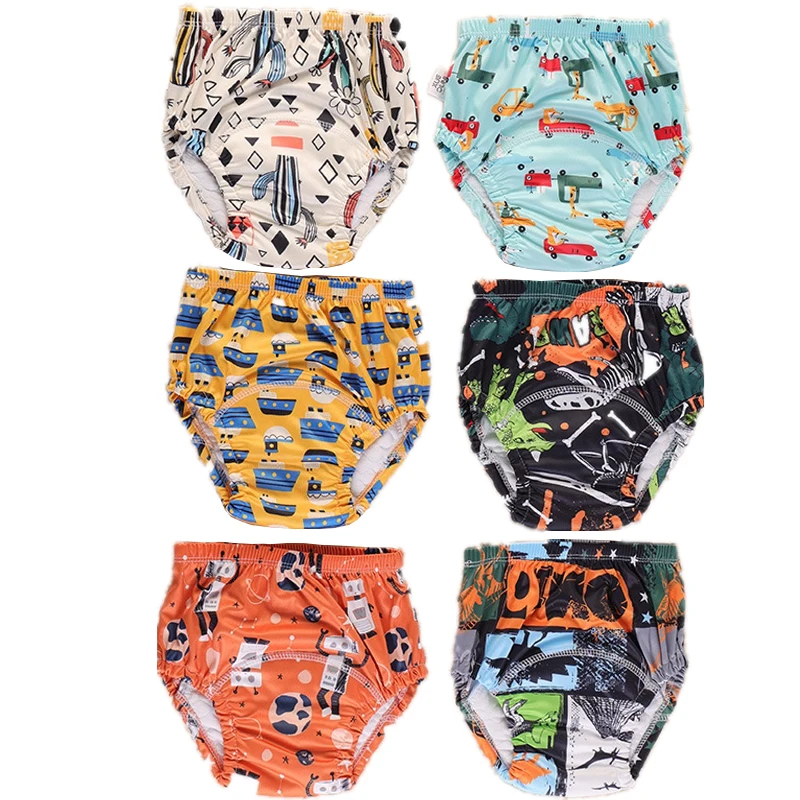 Baby Training Pants Gauze Diaper Short Cartoon Cotton Ocean Shark Dinosaur Vegetables Waterproof Gift