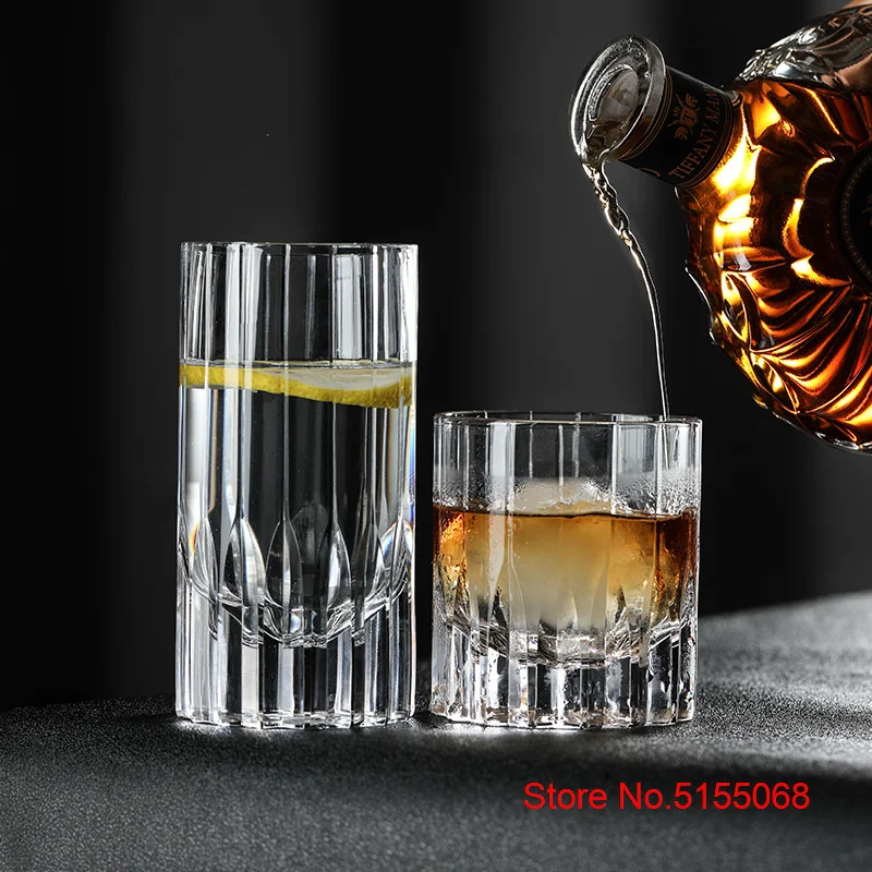 Modern Upscale Asterism Old Fashioned Whiskey Tumbler Hand Carve Kaleidoscope Crystal Whisky Collins Highball Glass XO Wine Cup Glass Cup