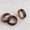 Hammered Ring Black Faceted Steel Barrel Solid Wood Ring Tungsten Men ring Wedding Band 5