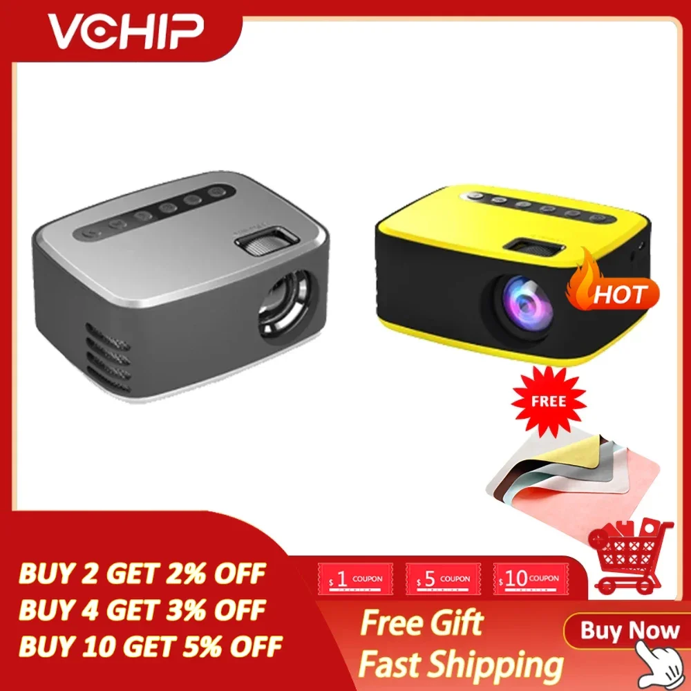 

VCHIP 2023 T20 New Mini Projector LED Proyector For Home Portable Theater Media Player Supports 1080P TV USB Free Shipping