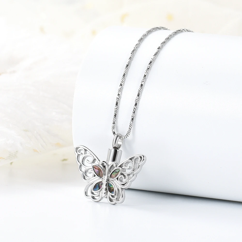 Elegant Hollow Butterfly Cremation Urn Necklaces For Ashes/Perfume Hold Stainless Steel Woman Girl Memorial Jewelry Dropship