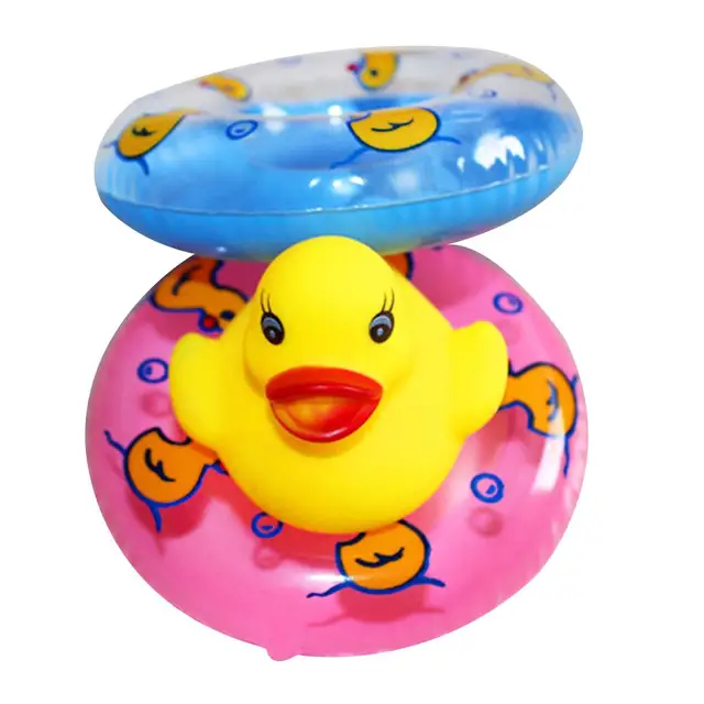 2 Pcs Baby Bath Toy Inflatable Swim Ring Toy Plastic Mini Swim Circle Gift for Kids (Pink & Blue) 2