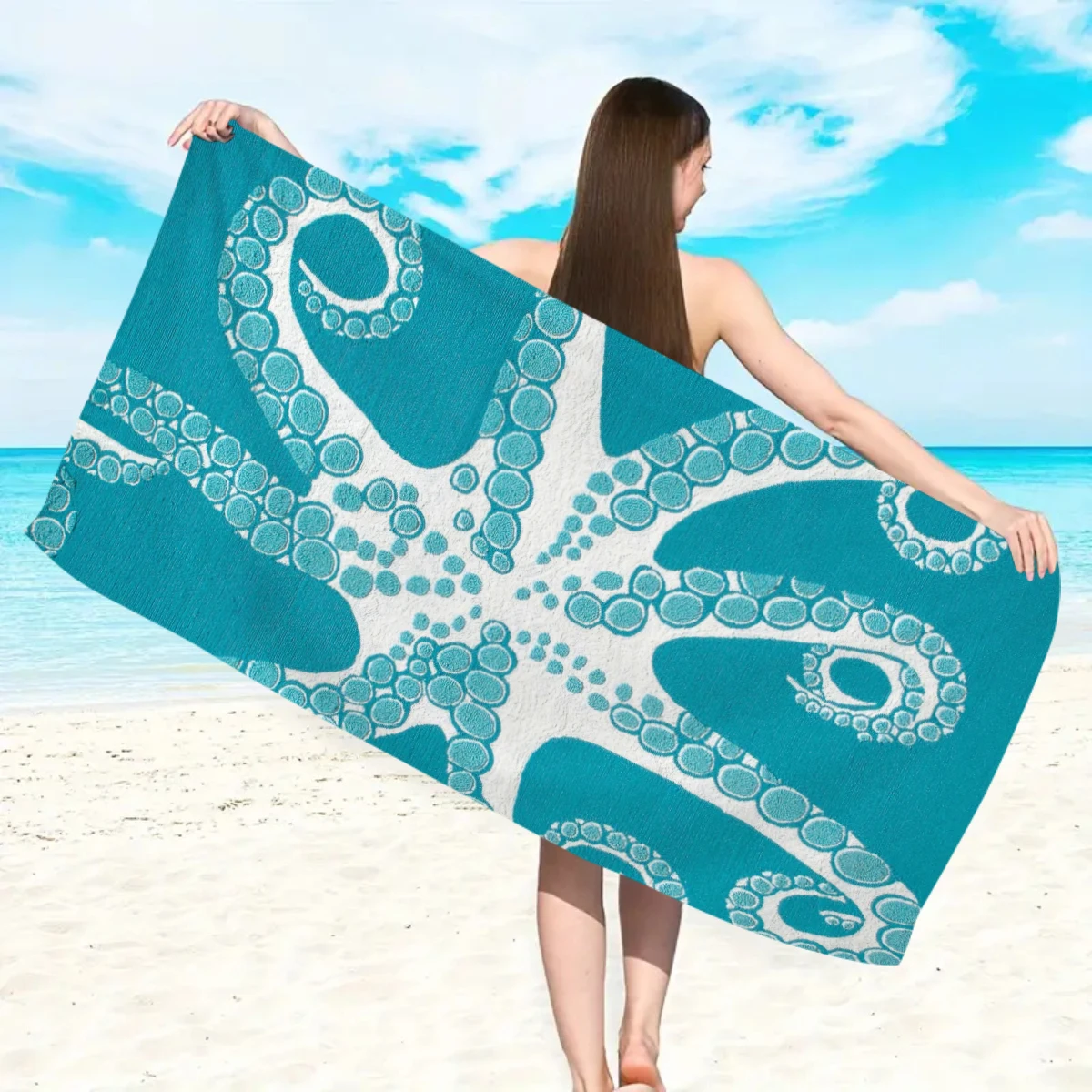 Serviette de plage microfibre motif océan séchage rapide_voghion.com