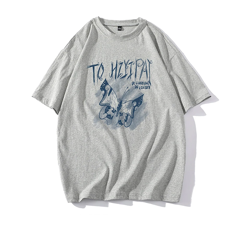 

Cotton short sleeve T-shirt Men women 2024 new print trend brand white loose T-shirt men and women Can be sold in bulk