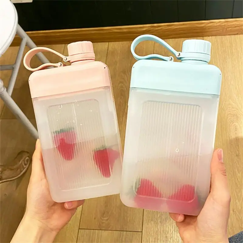 

450ML Square Flat Water Bottle Portable Sports BPA Free Drink Bottle Tumbler Drinking Cups Reusable Travel Drinking Juice Bottle