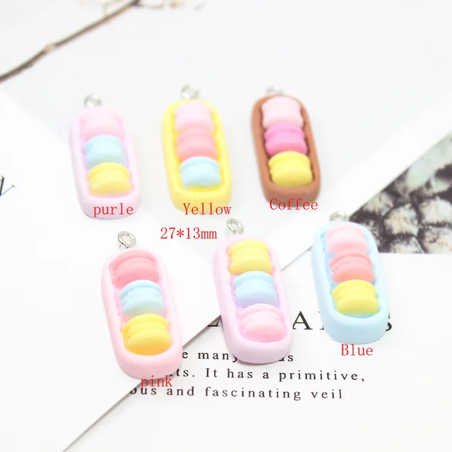 다양한 색상과 디자인으로 다양한 쥬얼리를 DIY할 수 있는 귀여운 수지 마카롱 쿠키 음식 참 펜던트