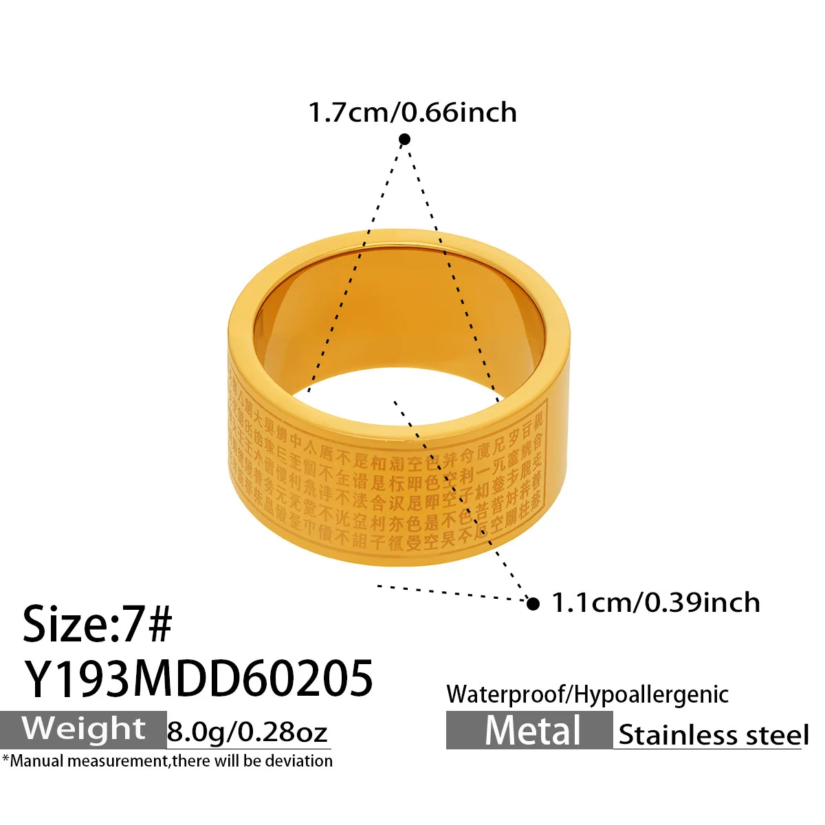 Edelstahlringe für Damen 18K Vergoldeter Breiter Bandring Ausgehöhlte Geometrische Minimalistische Ringe Modeschmuck Accessoire – Detail 10