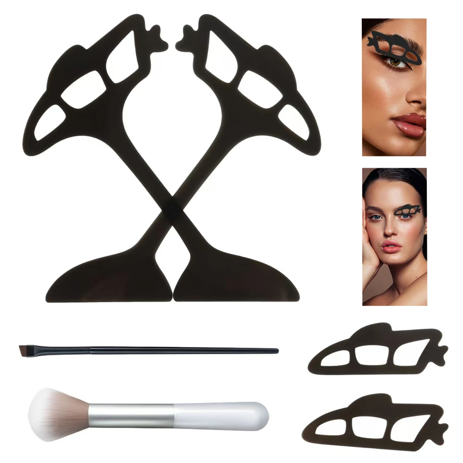 Eye Makeup Stencils 4pcs With 2pcs Brush Eyetour Your Glam Bestie Quick Eye Makeup Template For Women Girls makeup tools eyebrow stencil tool eyeliner stencil tool eye makeup tools mascara applicator template