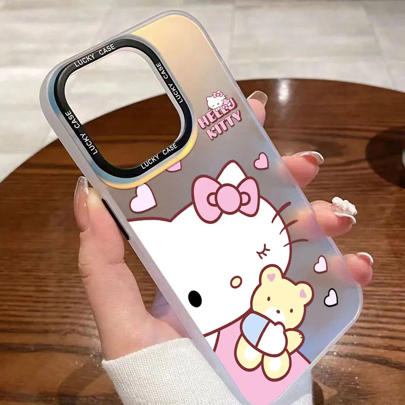 thumbnail image 1 of Funda de teléfono de dibujos animados Hello Kitty para Samsung Galaxy, S24, S23, S22, S21, S20 FE, Ultra Plus, M53, 5G, gradiente láser Aurora mate, 1 of 5