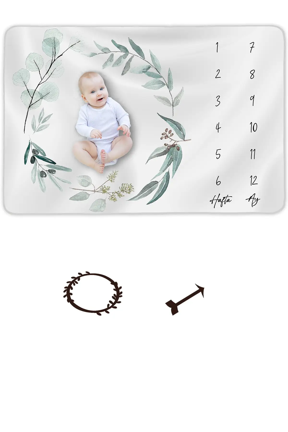 

Baby Moment Blanket, Newborn Monthly Concept Photo Shooting Blanket 150x100cm, Gift Polyester Green