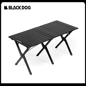 블랙독 접이식 테이블, 경량 롤 블랙 큐브 피크닉 테이블, 휴대용 캠핑, 대형 120cm 메사 직사각형 알루미늄