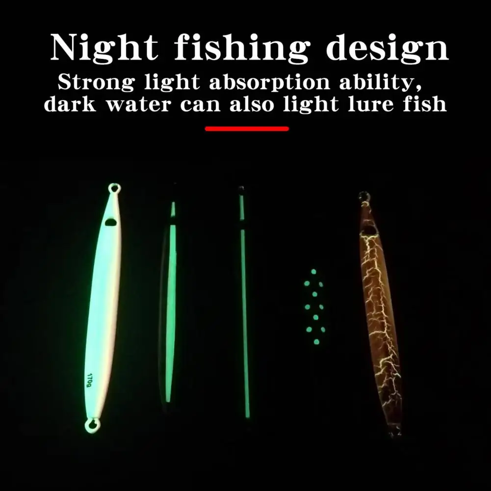 

170g/17cm Fast Sink Irregular Crack Surface Jig Lure 3D Eyes Iron Plate Luminous Lure Bait Fishing Supplies Fishing Lures