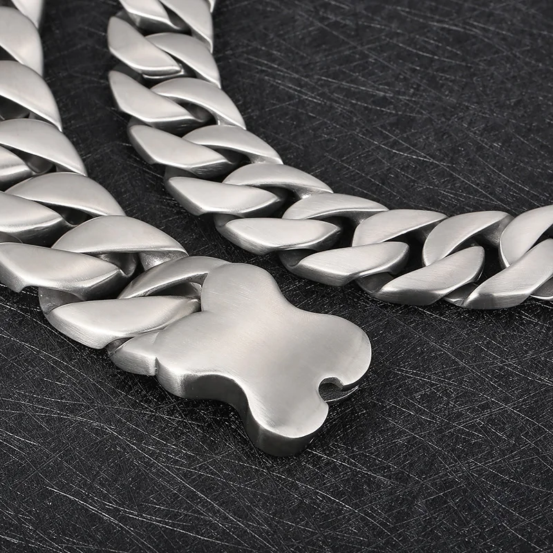 45/50/60 cm Länge Kreative Knochen Verschluss Kubanische Kette Edelstahl Große Dicke Halskette Einfache Dominierenden männer Schmuck – Detail 10