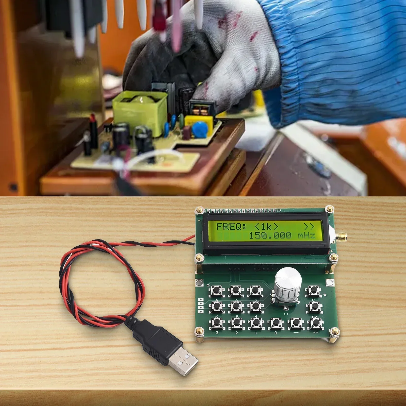 New RF signal generator PCB board green part replacement tool 1khz-8khz 35-4000MHZ 50ohms 80X75X30mm DC4.5V-5.5V