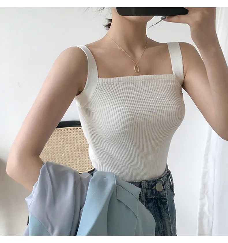 half bra Knitting Tank Tops Summer Vest Crop Top Sexy Bustier Aesthetic Crochet Tube Camis Blouses Free Shipping target camisole