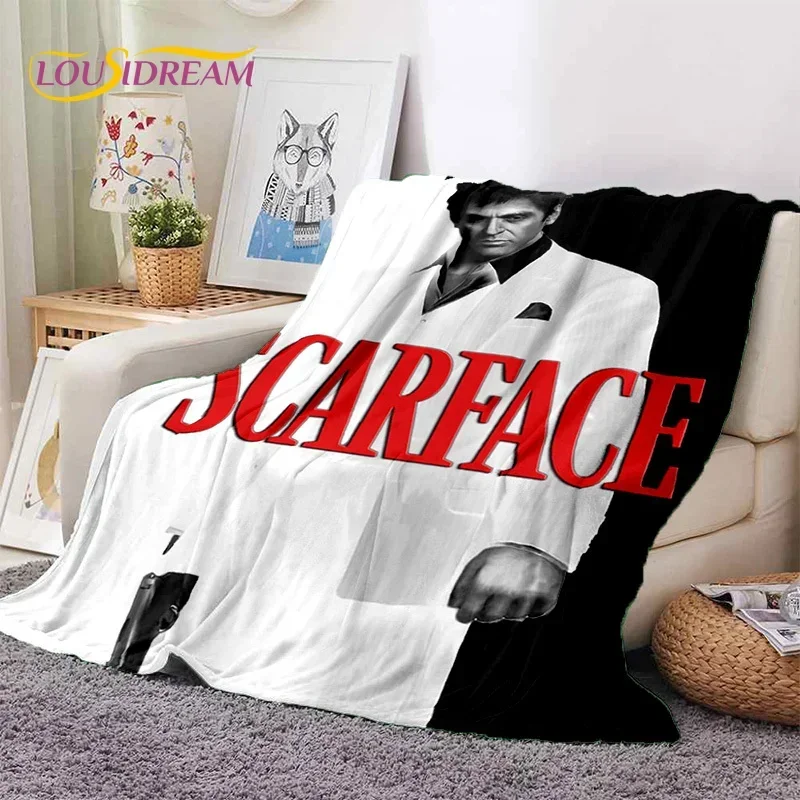 Scarface Tony 3D Printing Movie Soft Blankets,Keep Warm Throw Blanket Comfortable Blanket for Picnic Beds Sofa Home Bedroom Gift 5