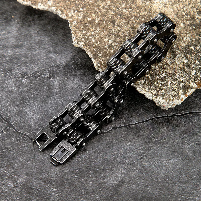 MKENDN Punk Men Biker Chain Bracelet Motorcycle Bicycle Style Stainless Steel bangle bracelet stainless steel bracelet chain bracelet