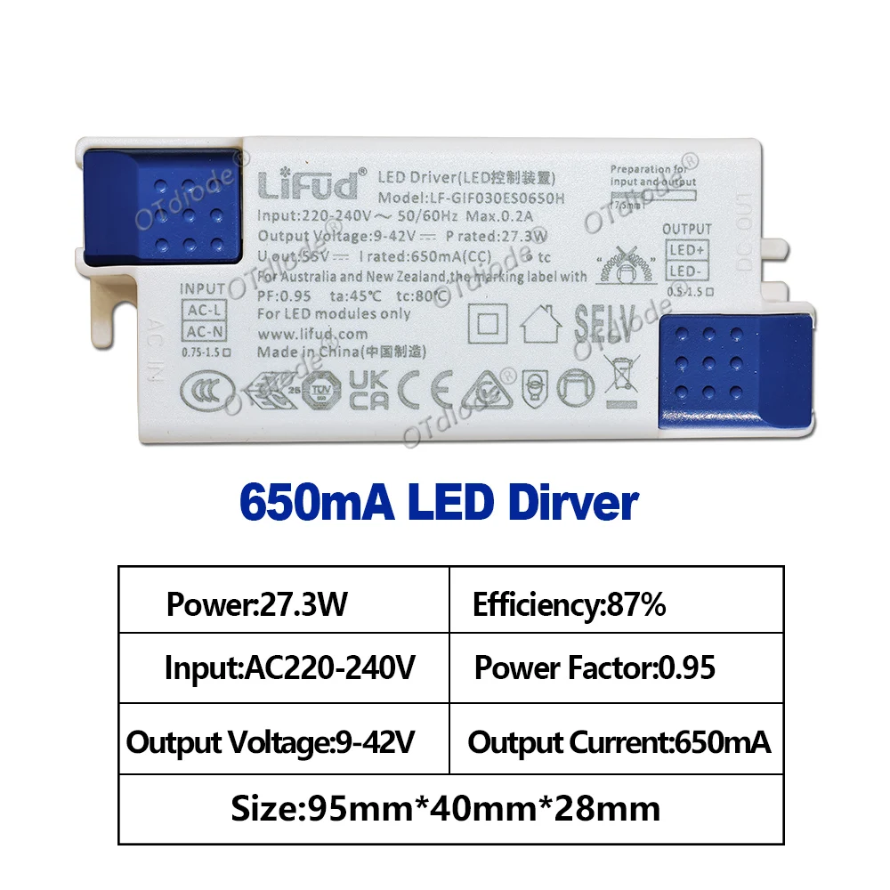 Description Picture 3 of itemNo Flicker DC9-42V Output Lifud LED Driver GIF040ES 800mA 850mA 900mA 950mA 1000mA 1050mA For Panel Ceiling Light Transformers