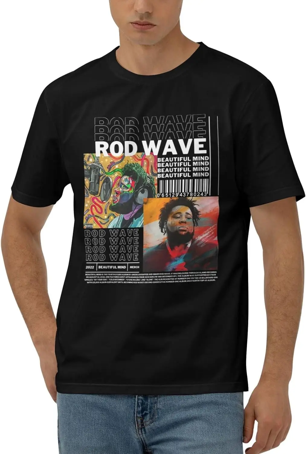 

Men Rods Rapper Wavve Official Short Sleeve T-Shirts Full Season Black