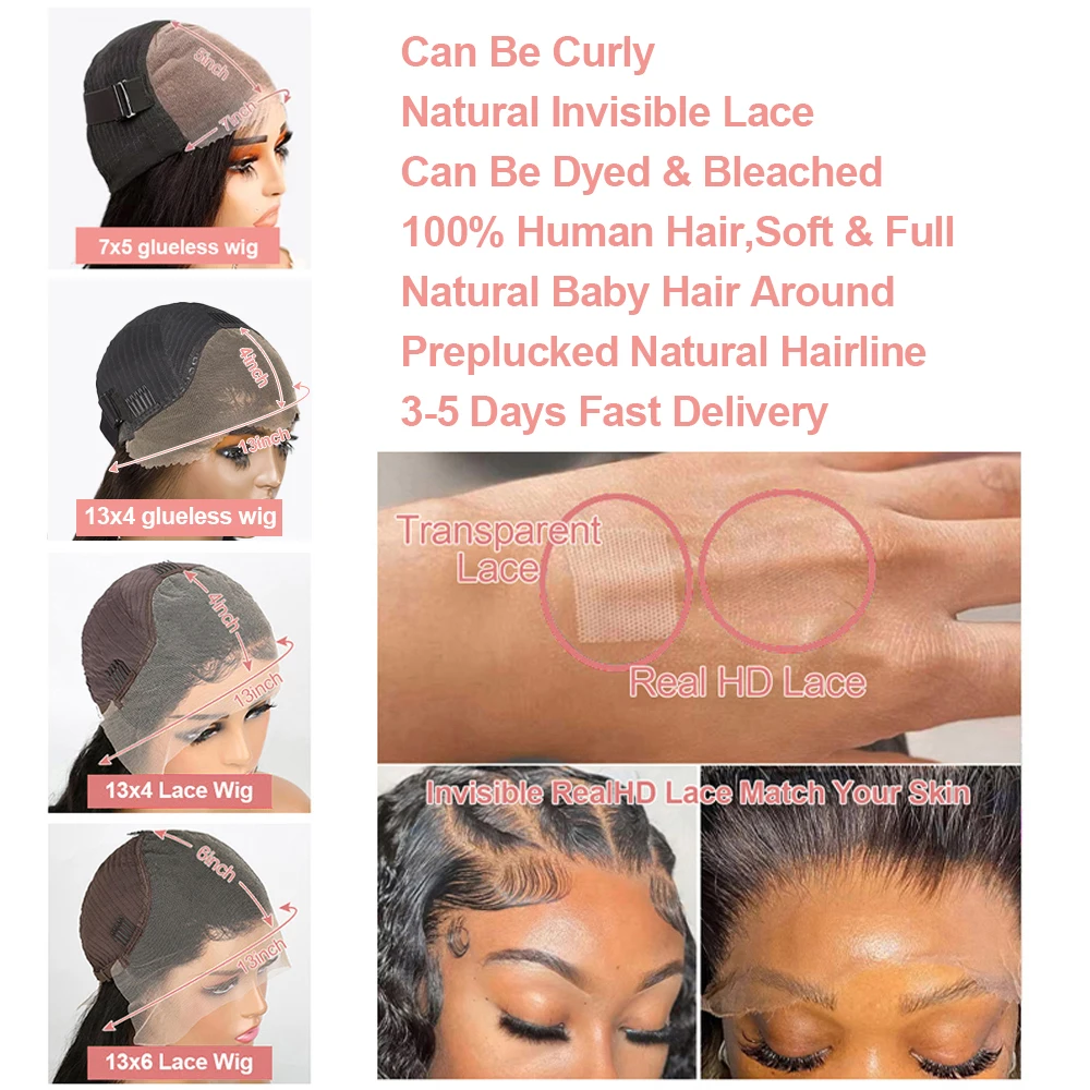 Water Curly Short Bob Wigs 250% Brazilian Ready to Go 7x5 Glueless Human Hair Wigs 13x6 Deep Wave HD Lace Frontal Wig For Women 6
