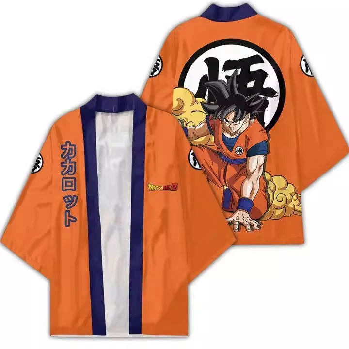 Dragon Ball Super Saiyan Son Goku Herren Lustiger Kimono Oberteil Sommer Cosplay Robe Anime Gohan Unisex Jungen Mode Streetwear Kimono – Detail 5