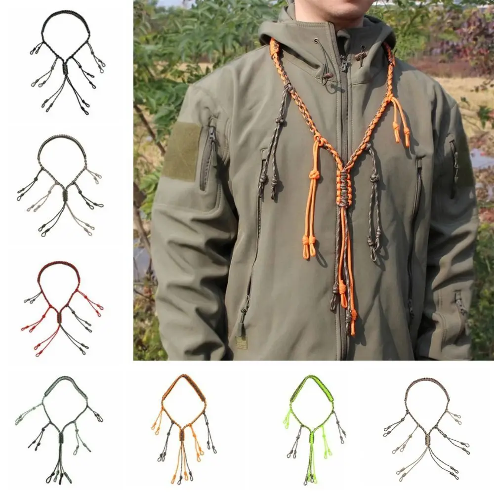 

12 Adjustable Loops 12-Ring Duck Call Lanyard Nylon Portable Outdoor Hunting Gear Colorful Whistle Lanyard Hand Braided Necklace