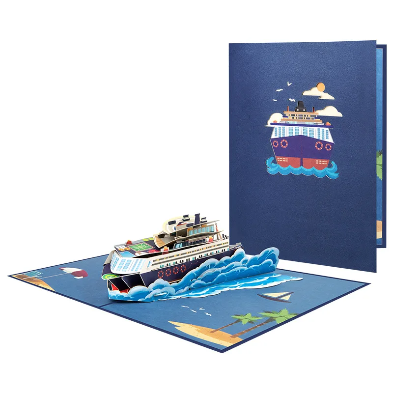 Pop up original creative three-dimensional greeting card 3D handmade paper carving folding card gift for deep-sea cruise ship