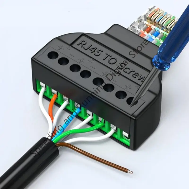 Q39D 새로운 Rj45 나사 고정 터미널 블록 어댑터 8p 커넥터 이더넷 Rj45 남성 8 핀 나사 고정 터미널 어댑터