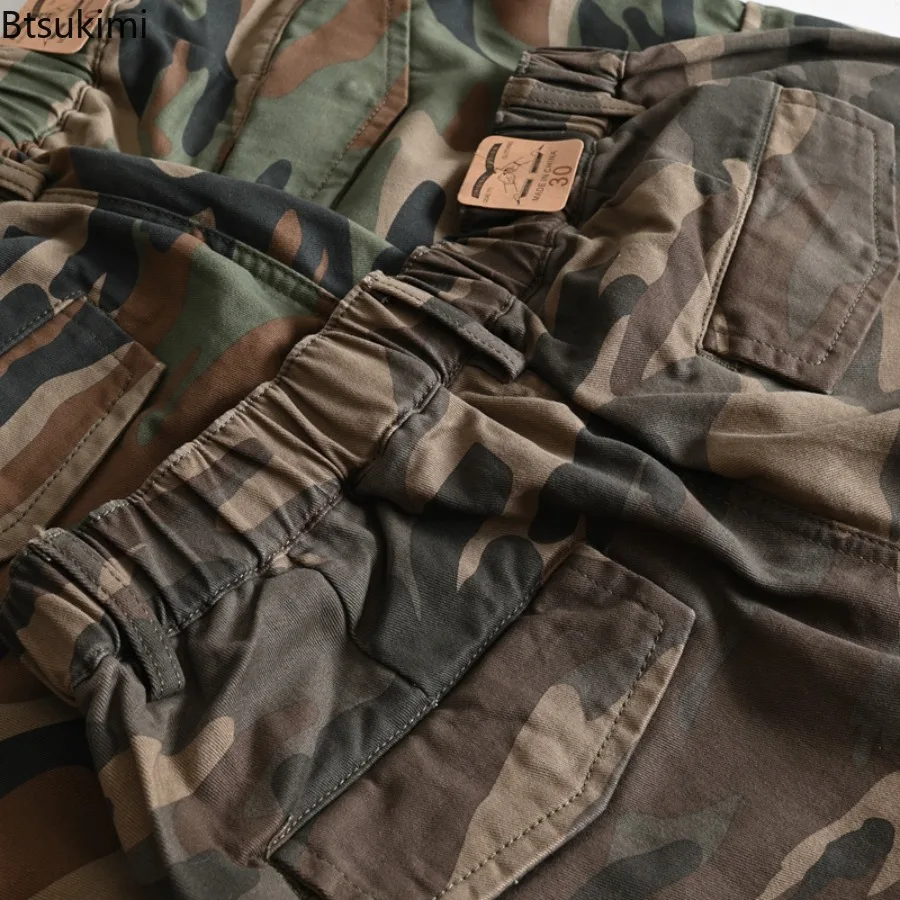 Pantaloni da Lavoro Mimetici da Uomo, Gamba Dritta e Larga, Stile Retrò High Street, Multi Tasche, Casual, Lunghi, Moda Maschile - immagine 6