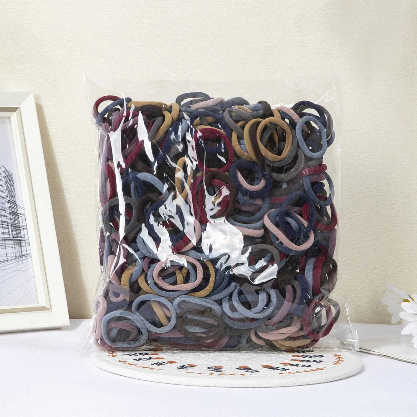 Seamless elastic hair bands close-up