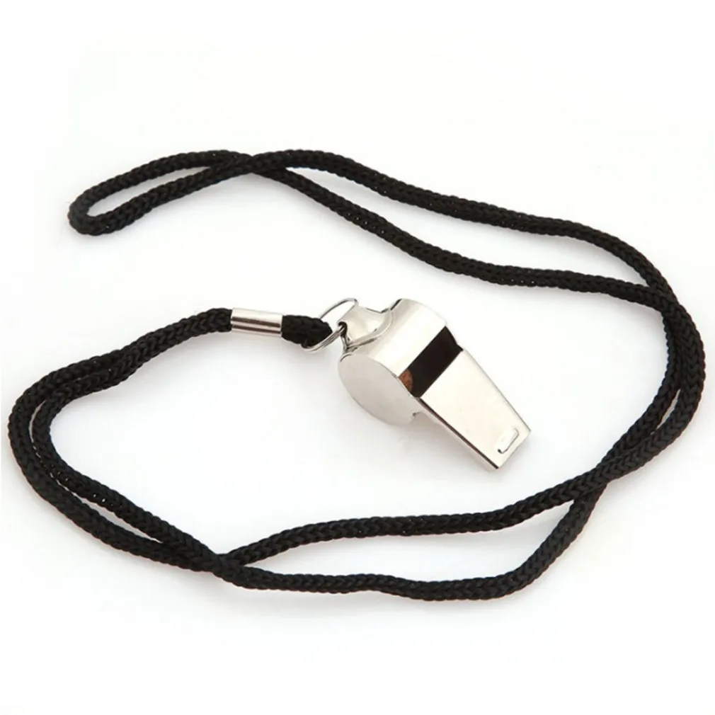 Referee Sport Rugby Stainless Steel Metal Whistle with Rope