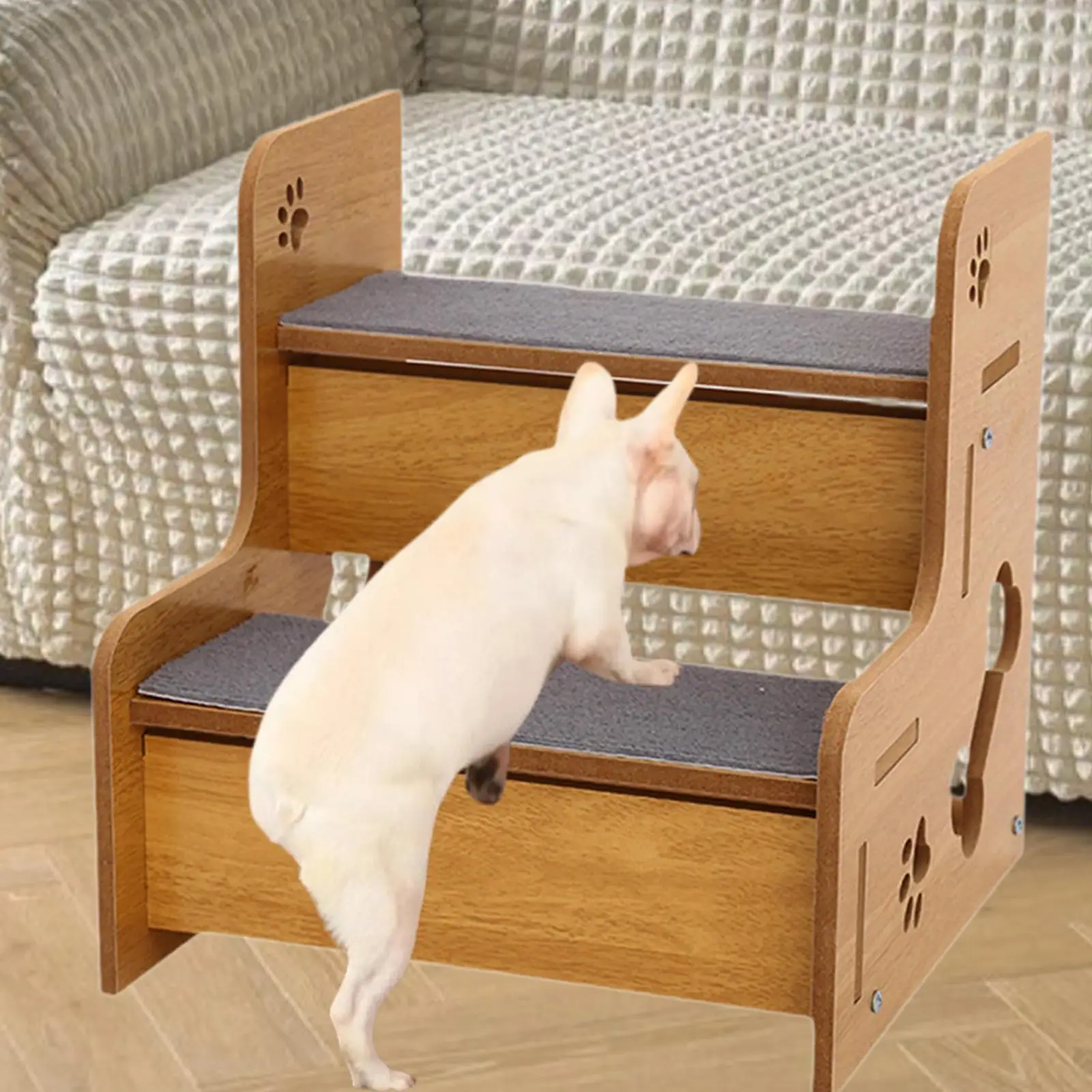 Wooden Pet Stairs Portable Sturdy Dog Ramps for Couches Window High Beds