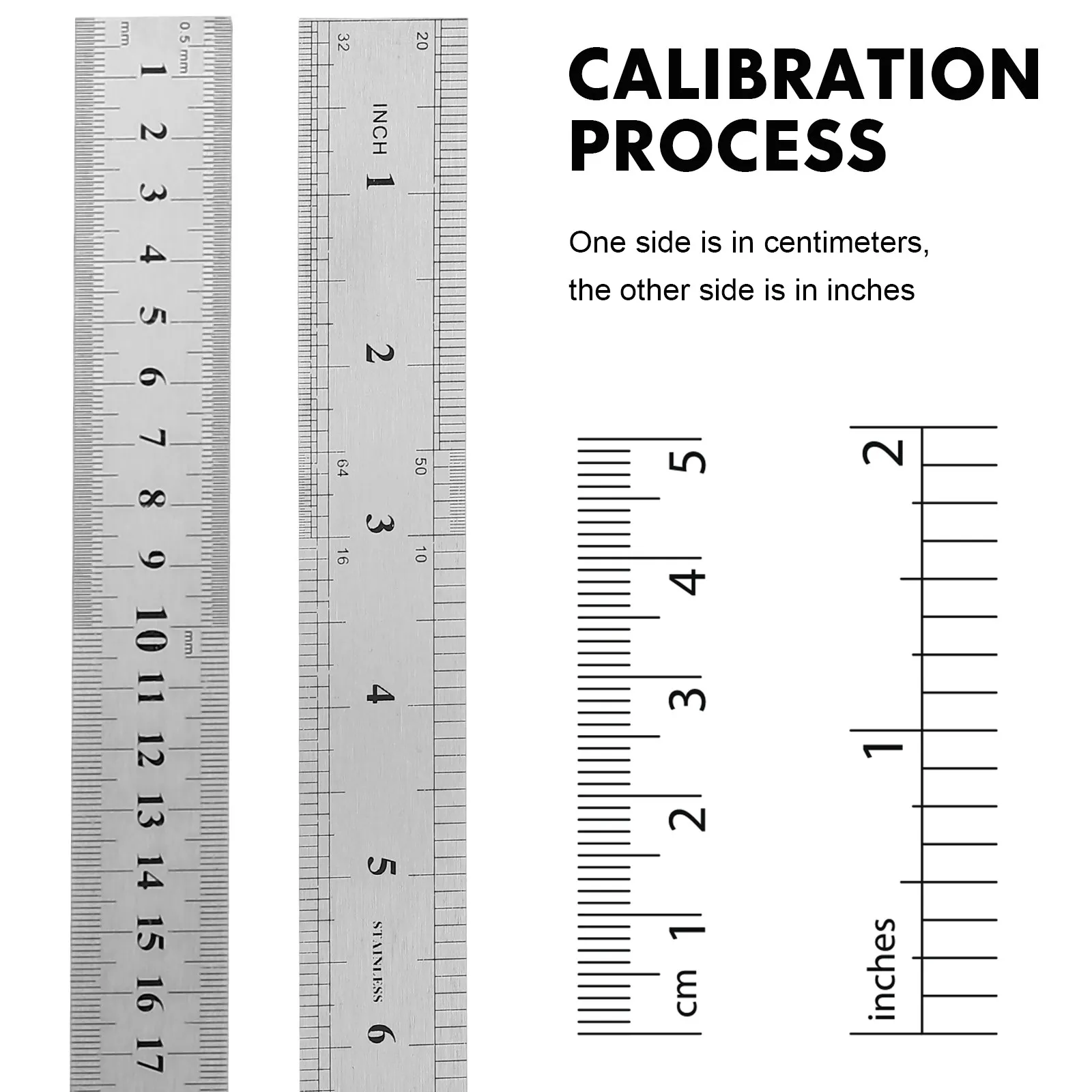 4Pcs 금속 자 스테인레스 스틸 양면 저울 측정 도구 세트 엔지니어링 건축가 사무실 학교 사용을위한 세트
