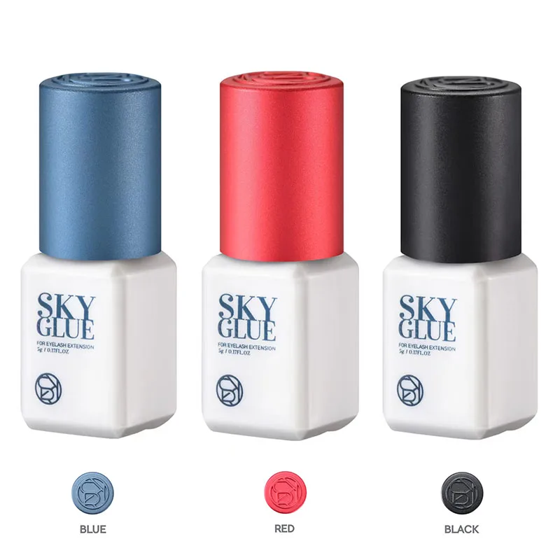 1 Bottle Sky Glue Fake Eyelash Extensions Adhesive 5ml Red Cap Black Fast Dry Sealed Bag Beauty Makeup Tools Professional Korea 2