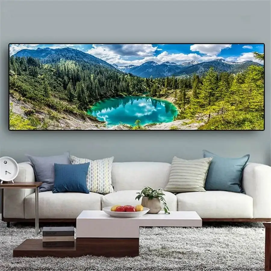 

New Diamond Painting 2024 Extra Big Size Spring Natural Scenery Diy Full Mosaic Embroidery Snow Mountain Lake Picture Wall Decor