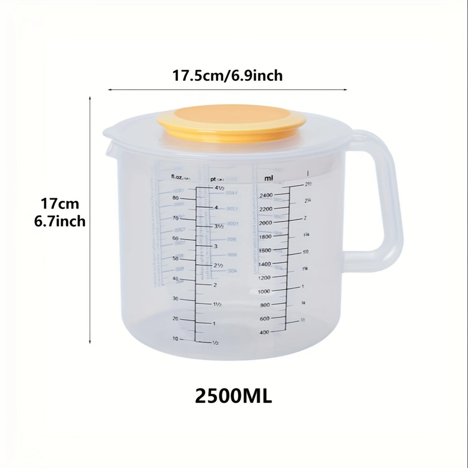 Durable Mixing Bowl with Lid and Measurements-Plastic, Rust-Resistant with Handle for Baking and Salad Preparation