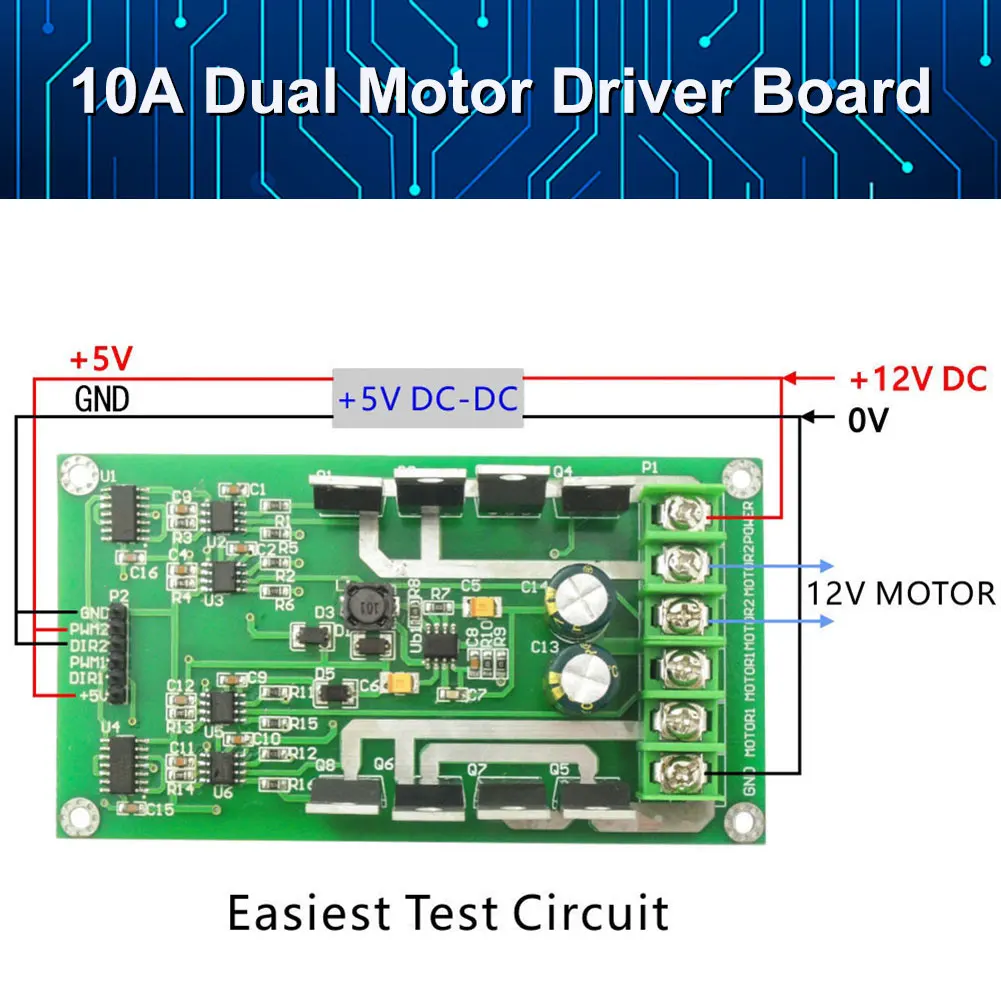 10A H-bridge MOSFET DC Motor Driver Board Peak 30A PWM Motor Regulator Board 3V-36V with Brake Function