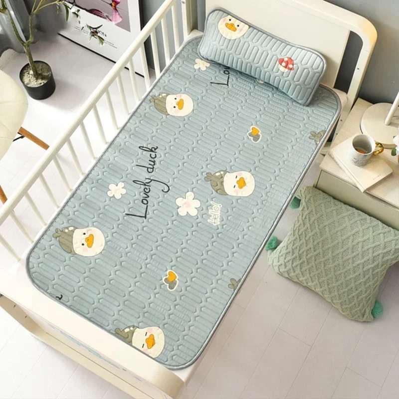 Baby Bed Mattress Breathable Ice Silk Mattress Nappy Changing Mat Washable Bed Sheet Cartoon Summer Sleeping Mat Colchoneta