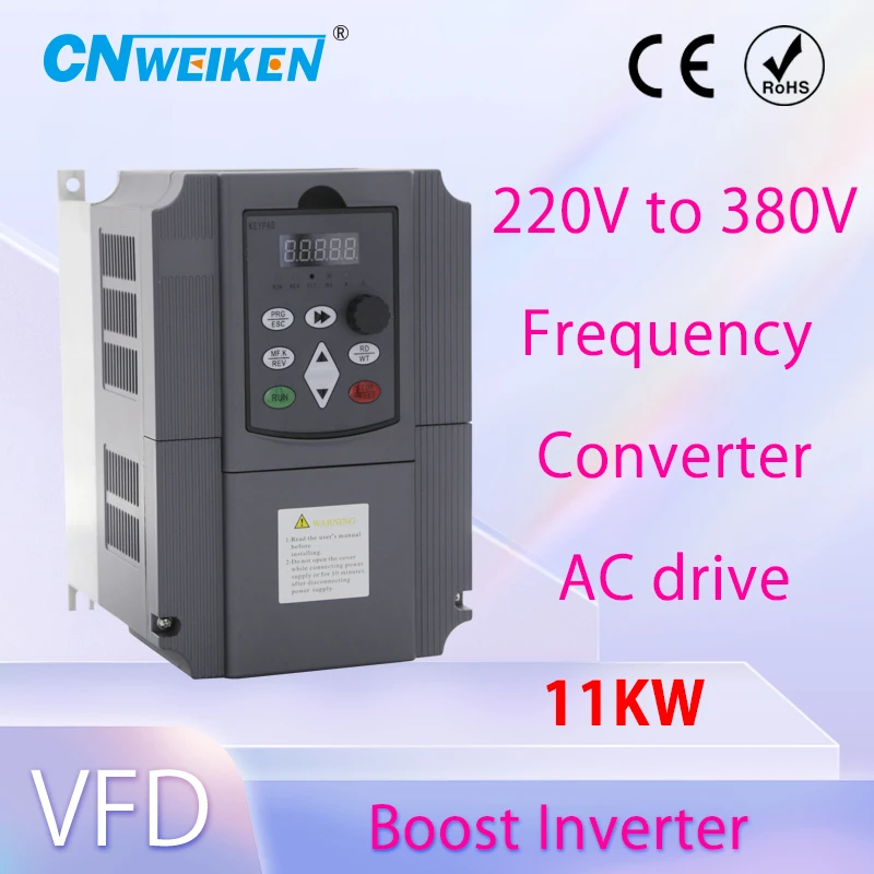 Inversor Variável da Movimentação da Frequência de Vfd Entrada Monofásica 220v à Saída Trifásica 220v 380v 11kw para o Motor da C.a. 3p