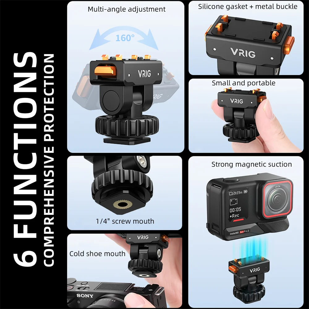 Action Camera Mount Adapter with Magnetic Quick Release