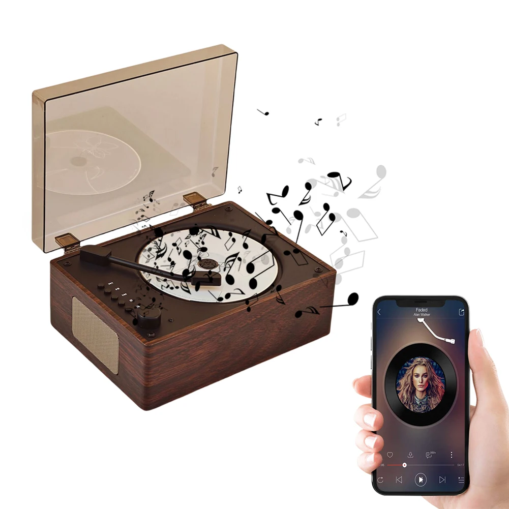 Retro CD Player 2000mAh Rechargeable Bluetooth-Compatible 5.0 Wireless Speaker Home Stereo Music Players Support CD BT 3.5mm AUX