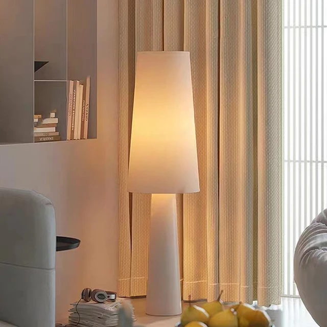 Nordic LED Fabric Floor Lamp Japanese Cream Style Living Room Corner Lamp For Villa Parlor Bedroom Decor White Cloth Floor Lamp