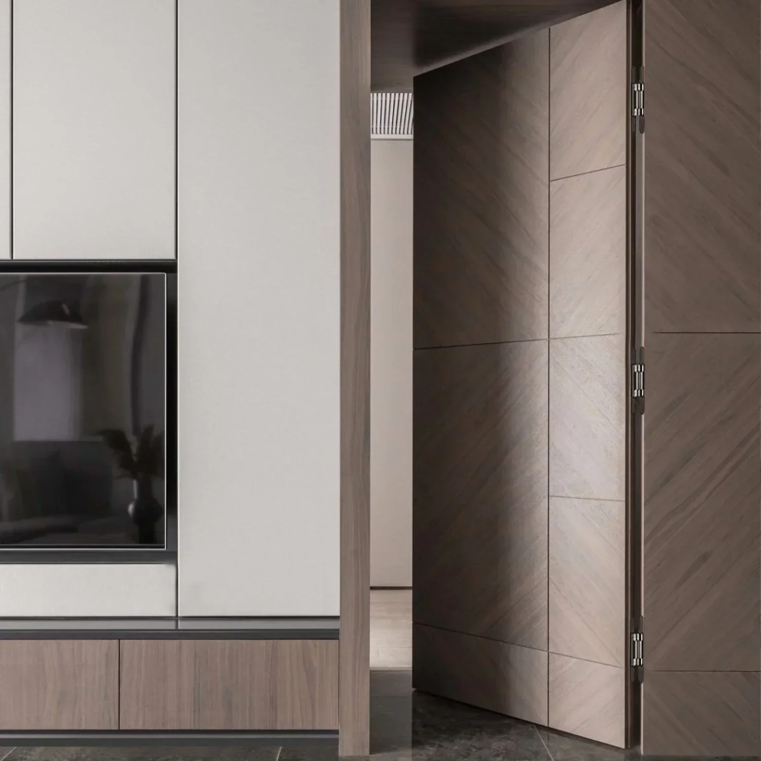 DOOROOM Invisible Hydraulic Hinge Concealed Hidden 180 Degree Swing Hinge Door Close Bearing 100KG Kitchen Cabinet Storage