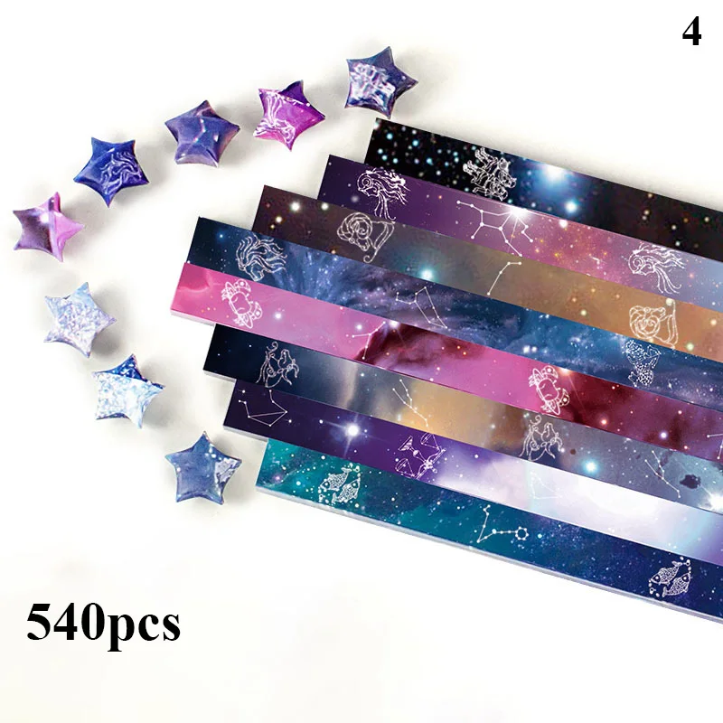 540Pcs Colorful Star Strip Origami Set Colorful Hand Fold Origami DIY Gift Paper Household Decoration